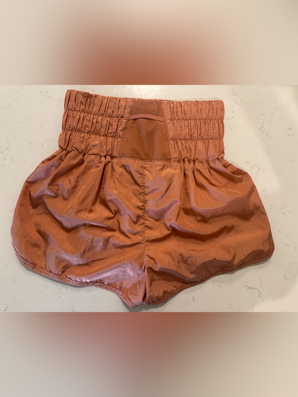 Free People Movement Hot Shot Shorts Burnt Orange Shimmer Athletic Lounge Size S - Picture 7 of 7